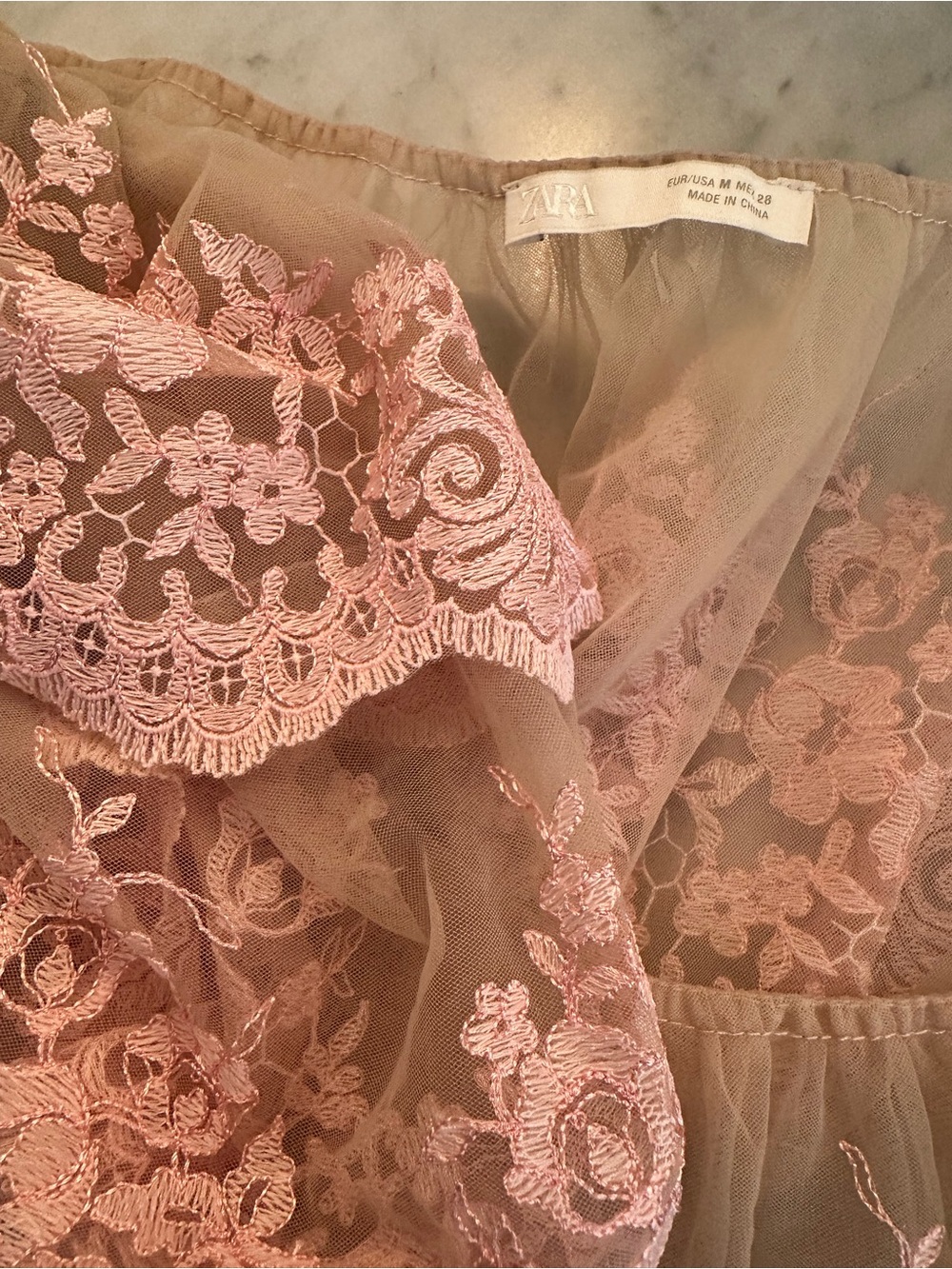 Zara Pink Lace Off-Shoulder Ruffle Top - Picture 5 of 5